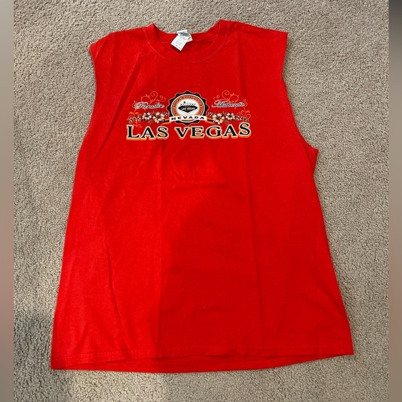 Gildan Other - Men's GILDAN ultra cotton LAS Vegas red sleeveless tee